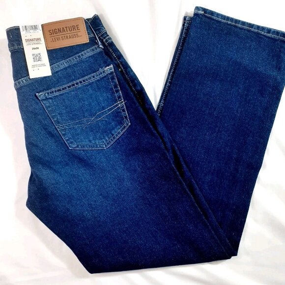 Levi Strauss Signature Jeans Mens W29 L30 Relaxed Fit Dark Wash Denim NWT - Picture 1 of 13
